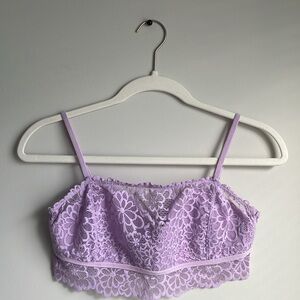 Aerie Medium Lavender Lace Bralette, Lightly Padded, Adjustable Band and Straps